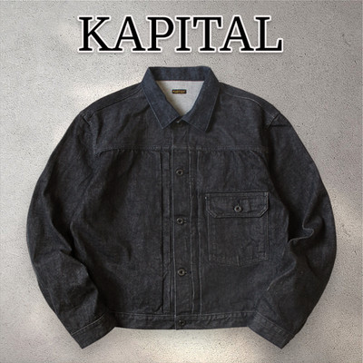 KAPITAL 14oz Black Denim 1ST jacket 100% cotton K2508LJ012 Made in