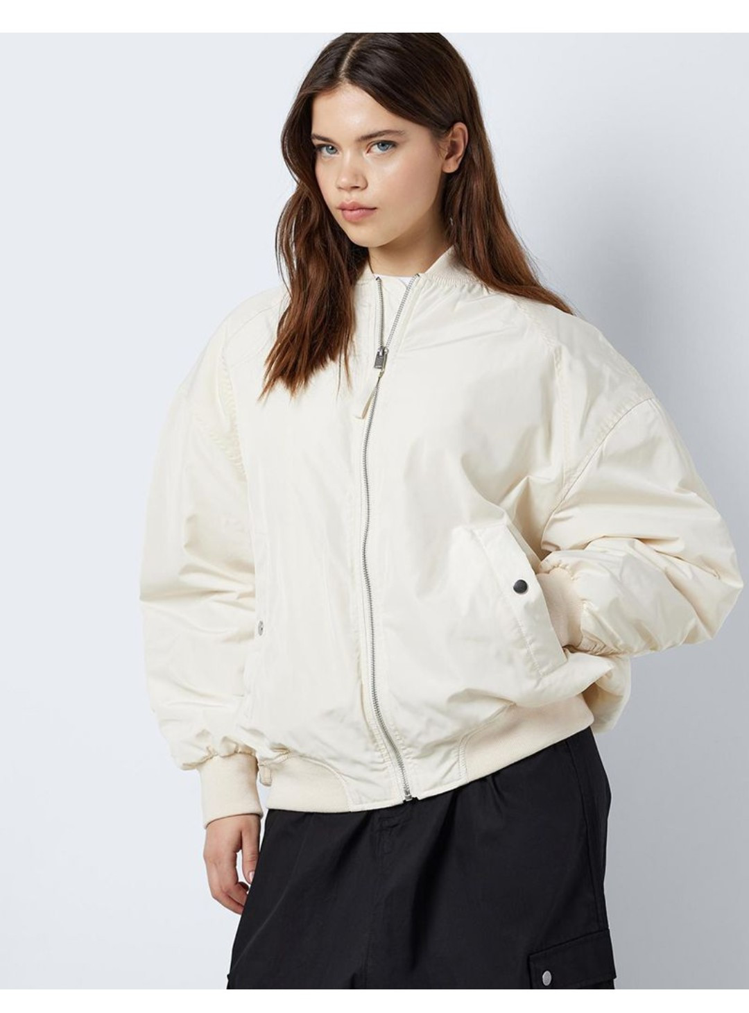 Women's Noisy May Cream Bomber Jacket Size L