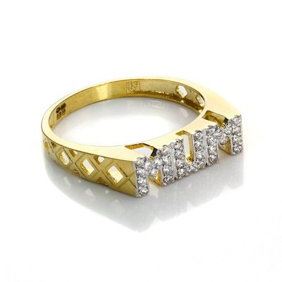 Ring 9 kt Gelbgold Mum Kristall / CZ besetzt / 9 kt Goldringe - Größe K - U