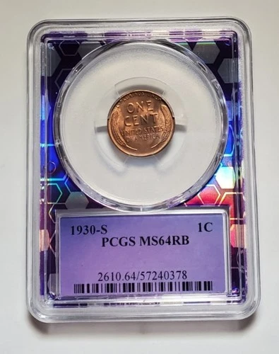 1930 S LINCOLN WHEAT PENNY NGC MS 64 RB TRADER BEA PURPLE CORE #S251