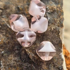 Old German Vintage Glass Beads Pale Pink With Core Cloud of Color