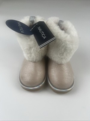 Nautica Big Girls Siya Boots Pink Size Fur Glitter