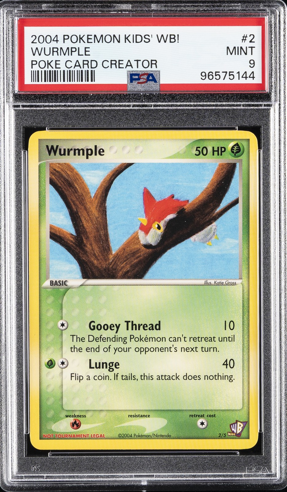 2004 POKEMON KIDS' WB! POKE CARD CREATOR #2 WURMPLE PSA 9