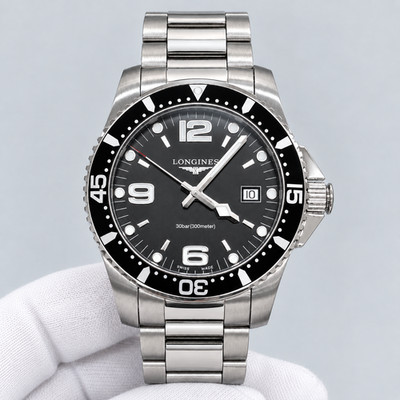 New Longines HydroConquest Quartz 41 Black Dial Steel Men's Watch L3.740.4.56.6