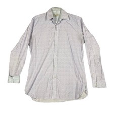 Ted Baker Endurance Plaid Long Sleeve Flip Cuffs Men Size 15.5-34/35 White/Blue