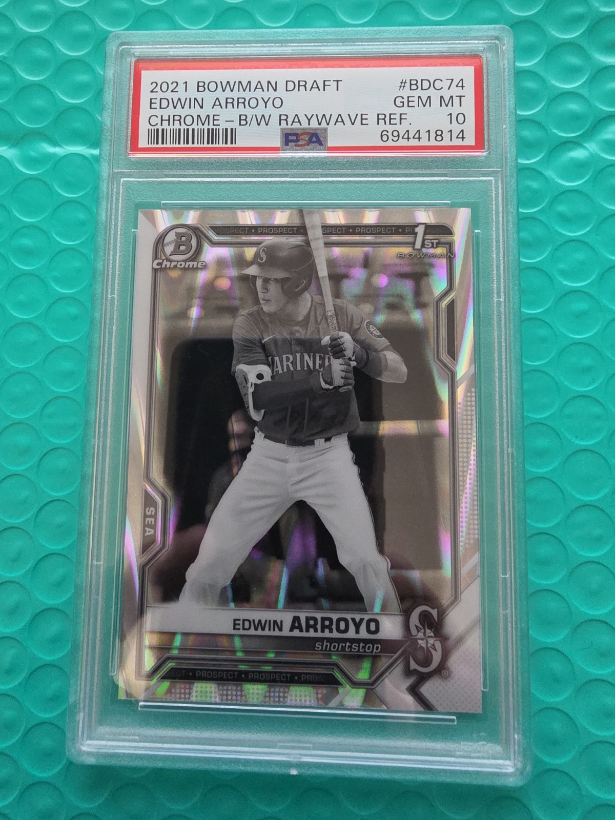 2021 Bowman Chrome Edwin Arroyo Black & White RayWave Refractor (RC) PSA 10 Reds
