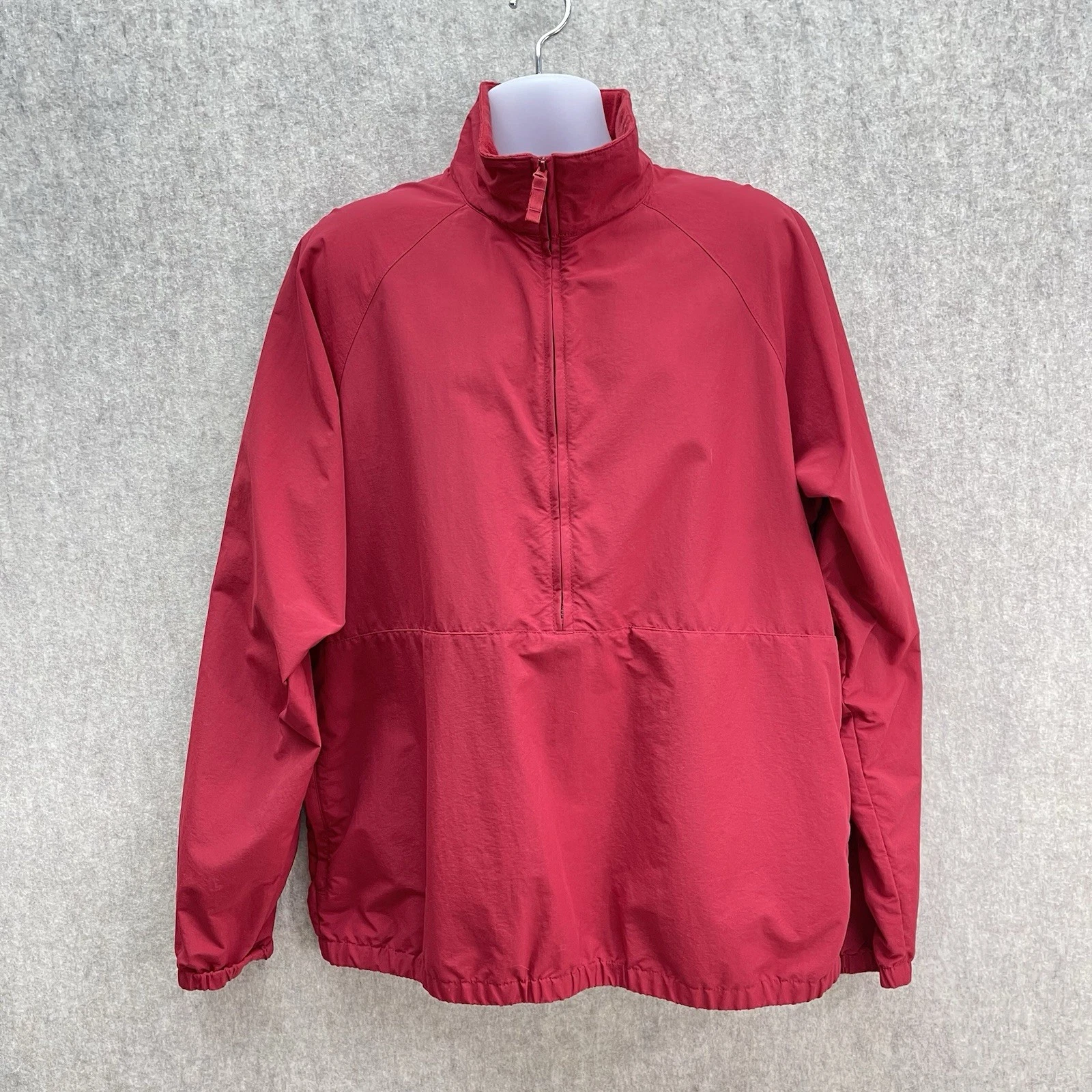 Mens Eddie Bauer Red Windbreaker Jacket 1/2 Zip XL Tall