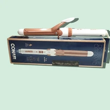 Conair Double Ceramic Triple Barrel Curl Styling Waver White/Rose Gold Hair Iron