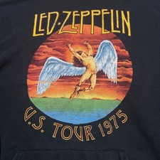 Led Zeppelin US Tour 1975 Hoodie Fruit of the Loom Black Classic Sweat L
