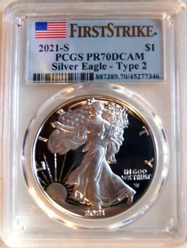 2021 S American Silver Eagle UC Proof T2 PCGS PR70 Landing Eagle First Strike