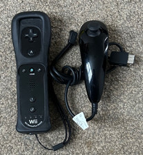 Official Nintendo Wii Black Remote Motion Plus Inside w/ Nunchuck - Tested!