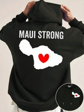 Men's  Women's Hawaiian Maui Island Map Print Hoodie -Pink w/White Maui Strong