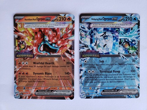 Pokémon Hearthflame & Wellspring Mask Ogerpon Ex 040 & 064 Masquerade Stamped