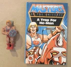 VINTAGE 1983 MOTU CLIP ON HE-MAN FIGURE HG TOYS (GREAT SHAPE) + 1983 HB BOOK