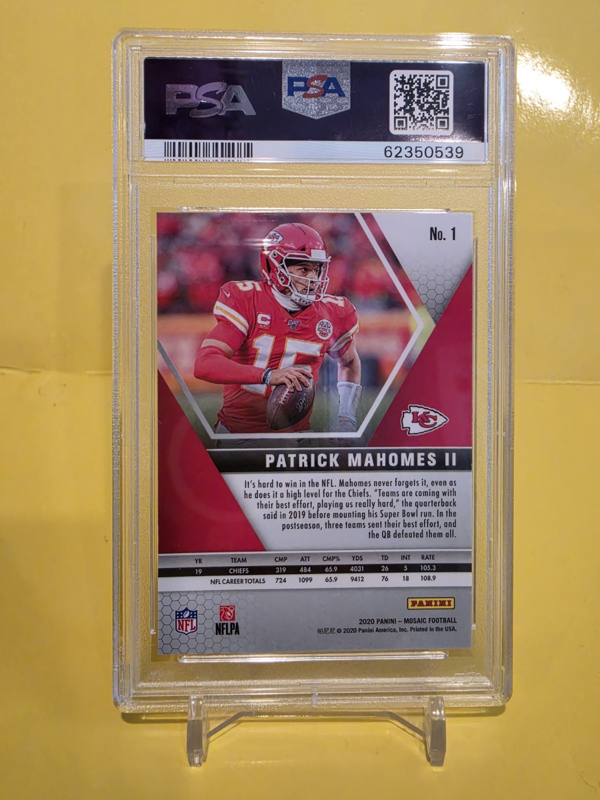2020 PANINI MOSAIC PATRICK MAHOMES II # 1 PSA GEM MINT 10 GO CHIEFS view 2