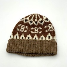 Celine Women Hat Cap Model Fair Isle Wool Knit Limited Edition VHTF Rare Popular