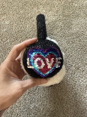 Kid's Headband Earmuffs Black Love Plush Ear Muffs Warmers Very Soft and Fluffy