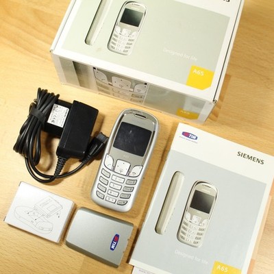 Rare Vintage Siemens A65 TIM Phone Silver 2004 In Box Italian