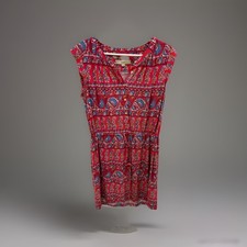 Loft red drop waist floral print sleeveless dress size medium