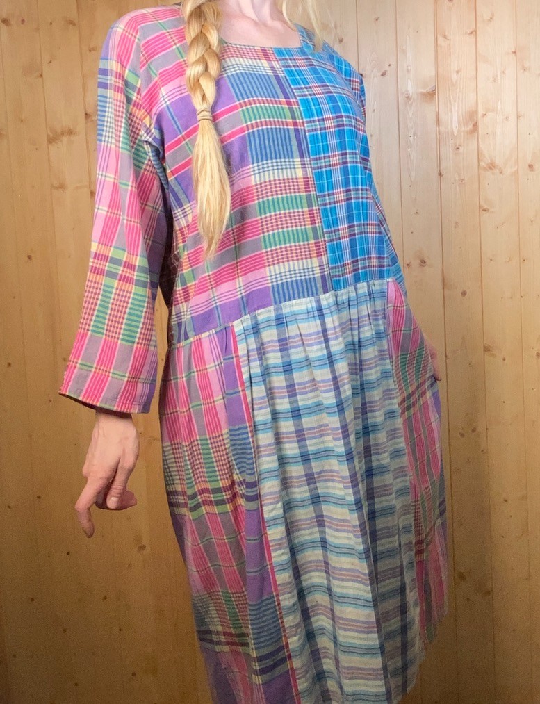 VTG Handmade Lagenlook Patchwork Shift Dress Drop… - image 2