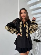 Vyshyvanka Embroidered women blouse Embroidered shirt Ukrainian Look Black White