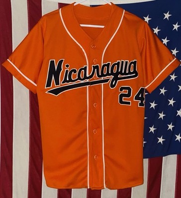 Nicaragua National Baseball Team Orange Embroidered Jersey #24 Men Size XL NWOT