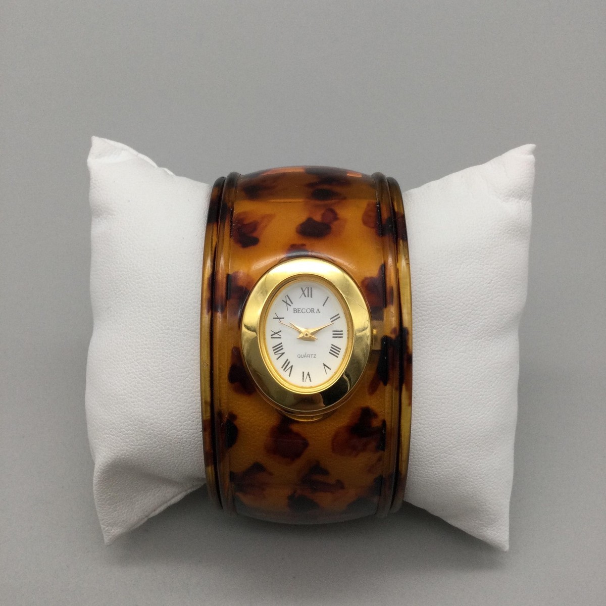 Vintage Becora Womens Watch Gold Tone 20mm MOP Inlay Crystals New Battery 7\