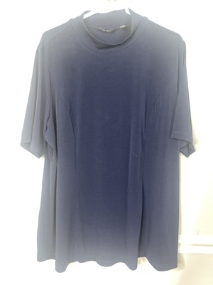 Susan Graver Size 2X navy Blue Every Day Liquid Knit Mock-Neck Tunic