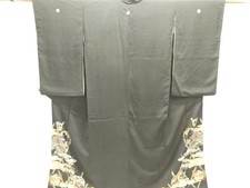 7582201: JAPANESE KIMONO / ANTIQUE TOMESODE / SILK / KINSHA / FLOWER ROUNDEL