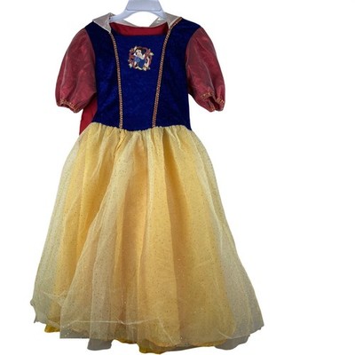 NWT Disney Store Snow White Costume Kids 8-10 Blue Yellow Glitter Tulle Dress
