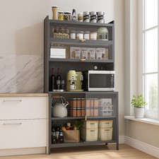 Homy Casa Eland 73" Modern Steel Kitchen Pantry Cabinet with Flip Doors
