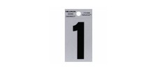 Adhesive House Address Number 1, Reflective Vinyl, Black and Silver, 2 In.