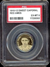 1910-12 Sweet Caporal Pins P2 Red Ames PSA 6