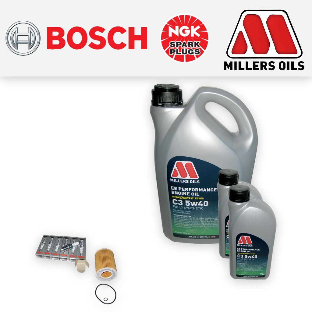 SERVICE KIT for BMW Z3 3.0 OIL FILTER SPARK PLUGS +5w40 EE OIL (2000-2002)