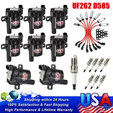 8PCS Round Ignition Coil Pack UF262 with Spark Plug and Wire For Chevy GMC A++