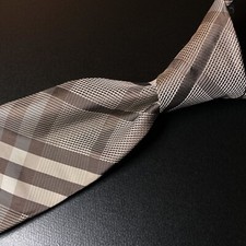 Burberry London England Checkered Light Silk Tie with Nova Check Pattern Used