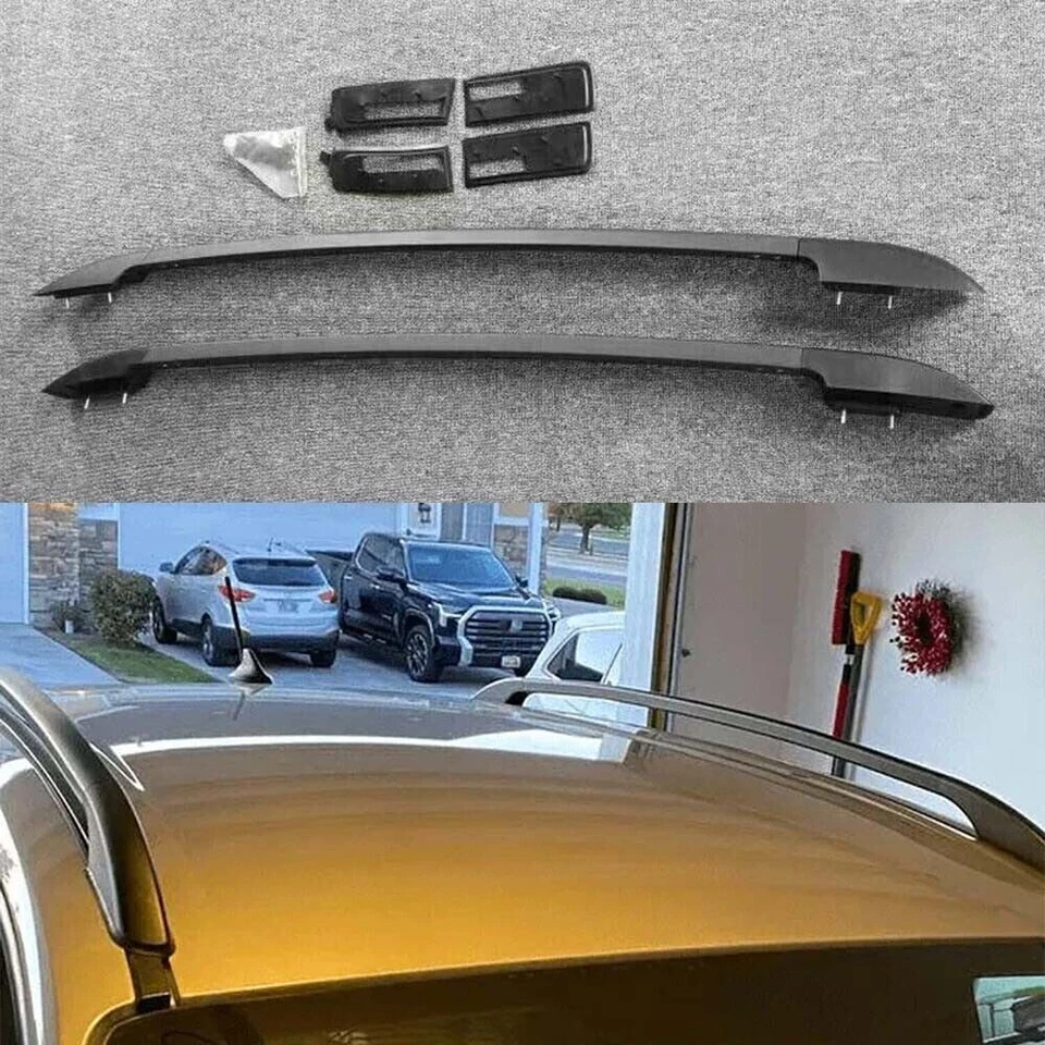 2 piezas rieles de techo rieles laterales de aluminio para Ford Ranger 1983-2022 negro Foto 3 de 4