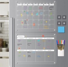 17x12 Acrylic Magnetic Dry Erase Calendar Board For Fridge Monthly Daily Planner