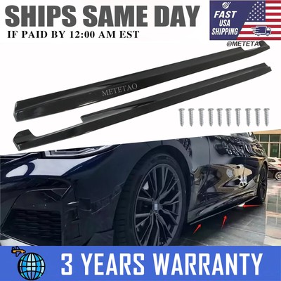 Gloss Black CMST Style Side Skirts Extension Panel For 19-24 BMW G20 330i M340i
