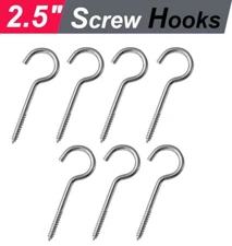 7Pc 2.5" Steel Ceiling Hooks Mount Cup Hooks Screw In Hanger Holder Home Utility