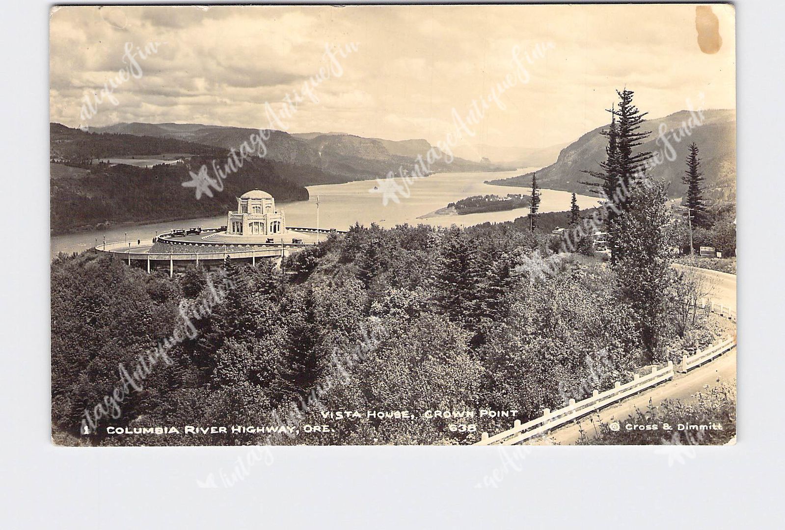 RPPC Real Photo Postcard OR Oregon Columbia River Highway Vista House Crown Poin