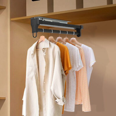 Clothes Rail Retractable Closet Pull Out Rod Hanger Adjustable Wardrobe Rod US