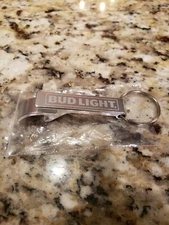 New Metal Silver Bud Light BEER Key Chain Bottle Opener Anheuser-Busch 