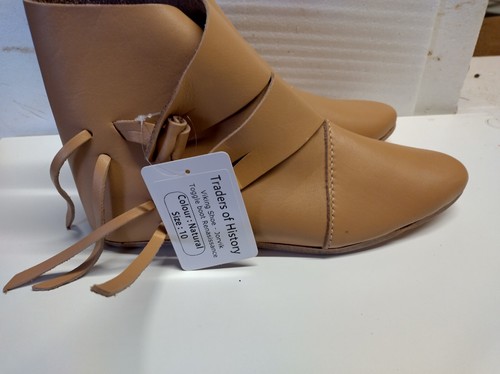 Jorvik Viking Saxon Two Toggled Boots Shoes reenactment larp UK stock leather - Picture 1 of 10