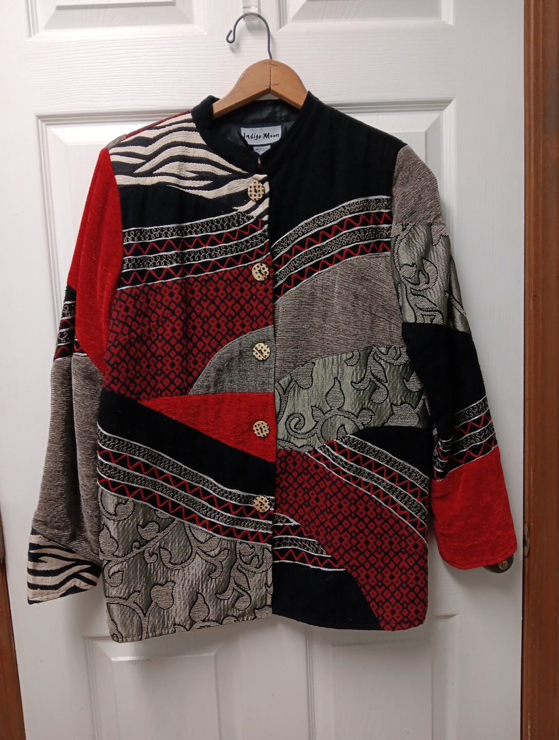 Indigo Moon Patchwork Jacket Coat Tapestry  Sm Bo… - image 1