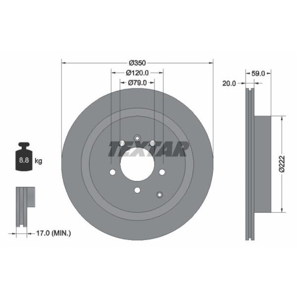 Textar 2X Bremsscheibe Hinten Ø350 Mm AußEnbelüFtet FüR Land Rover Discovery IV-image
