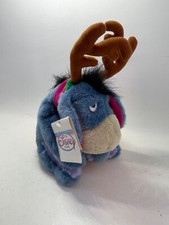 Disney Store Christmas Eeyore Reindeer 10" With Pink Scarf Plush with tags