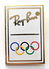 Ray-Ban Olympic Rings Enamel Lapel Pin Advertise Eyewear Sunglasses White...
