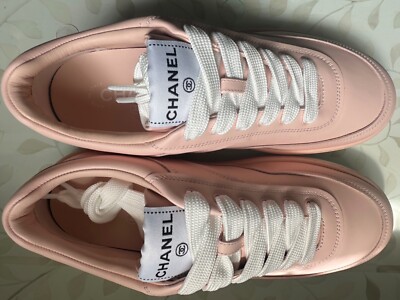 NEW 24P Chanel Classic C Pale Pink Blush Sneakers Tennis Shoes 39