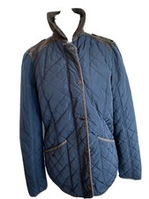 Stockh Lm Tweed Blue Jacket Coat Quilt Duck Down Size 10 M